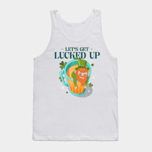 Let's Get Lucked Up Beer Leprechaun St Patricks Day Design Green Pot of Gold Leprechaun Gift St Patties Day Celebration Shirt Best Shirt for Saint Patricks Day Beer Lover Tank Top